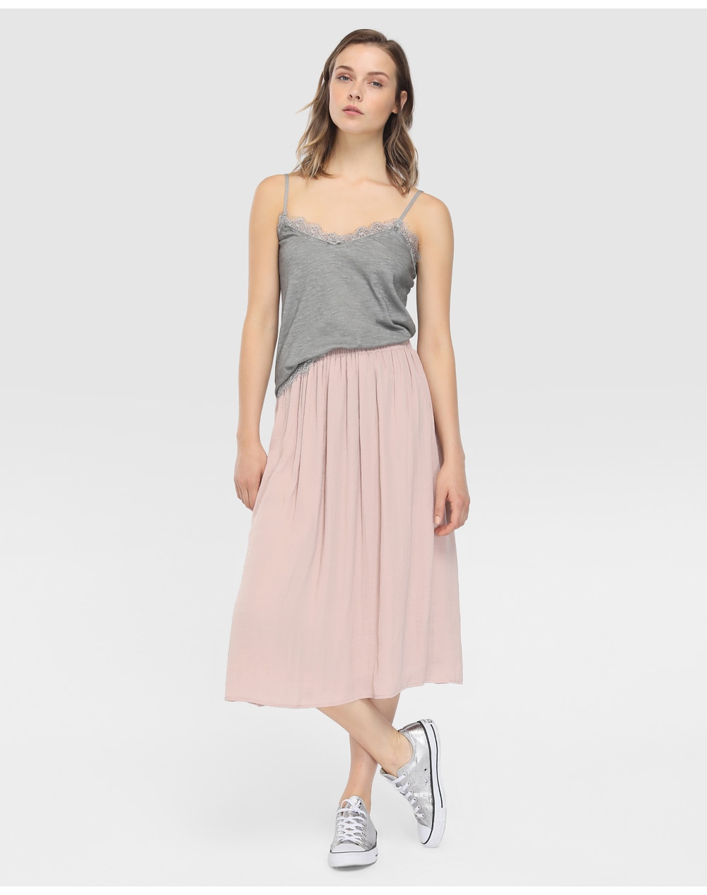 Southern Cotton women's long skirt with an elastic waistband, Nude. thumbnail