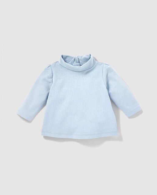 T-shirt de bebé Freestyle azul celeste com gola dobrada T-shirt de bebé Freestyle azul celeste com gola dobrada