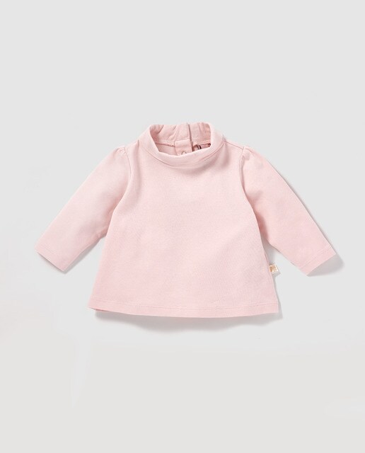 T-shirt de bebé Freestyle rosa com gola dobrada T-shirt de bebé Freestyle rosa com gola dobrada