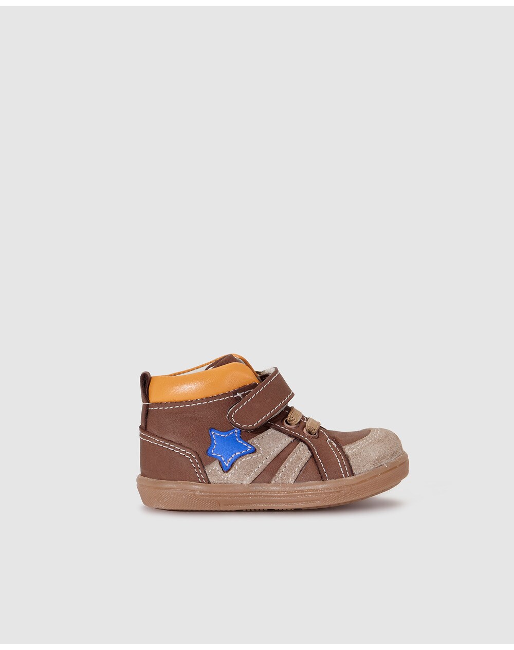 OTS baby boys' brown boots with elastic and adhesive strap fastening, Brown. thumbnail