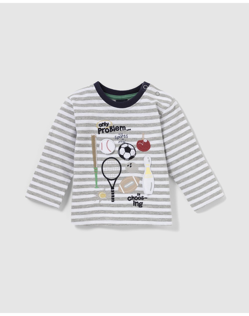 Freestyle baby boys' striped T-shirt with a print, Light grey. thumbnail