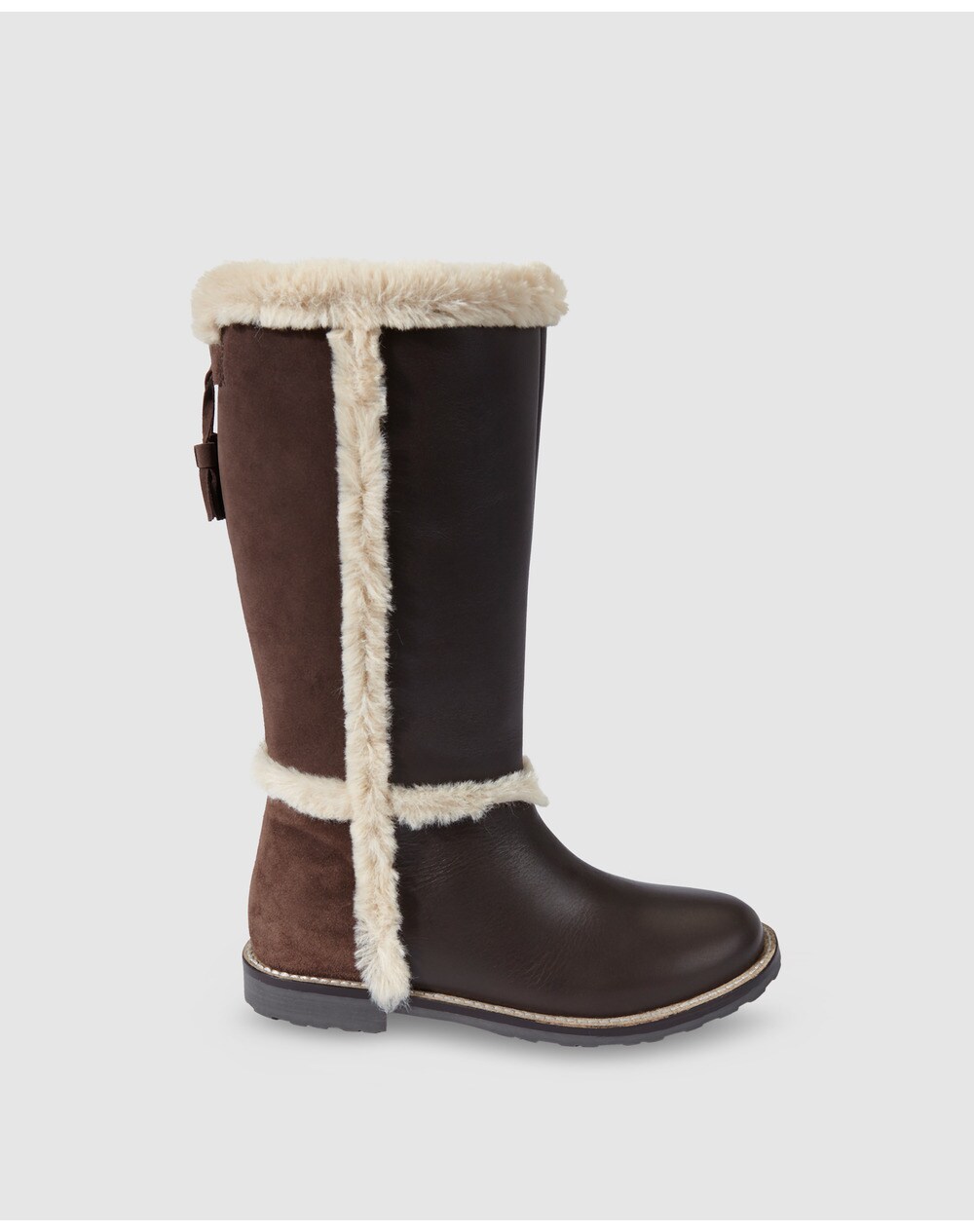 Brotes girls' brown boots with fur decoration, Brown. thumbnail