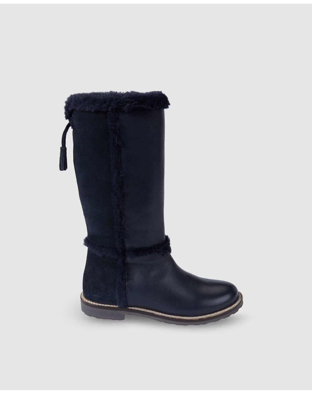 Brotes girls' blue boots with fur decoration, Navy blue. thumbnail
