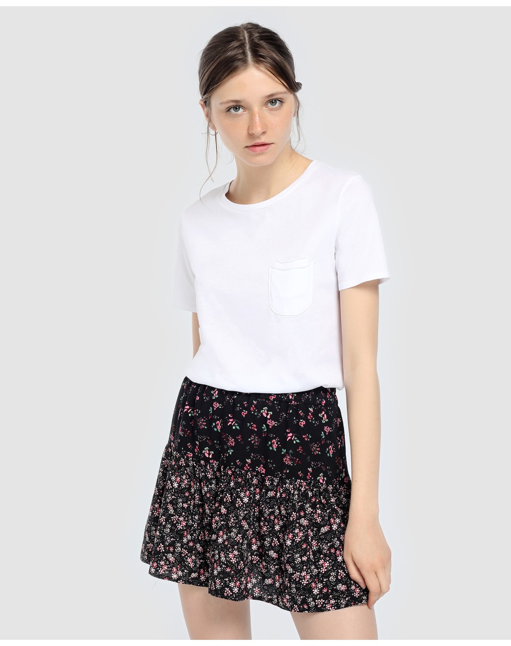 Green Coast women's floral skirt with frill, Multicoloured. thumbnail