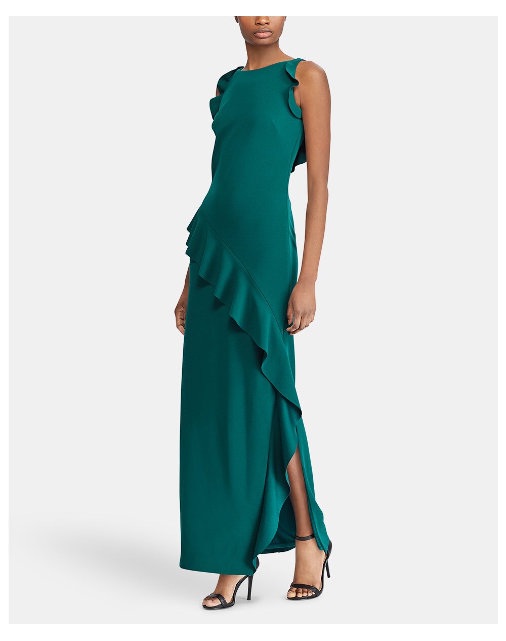 Lauren Ralph Lauren women's long dress with frill, Green. thumbnail