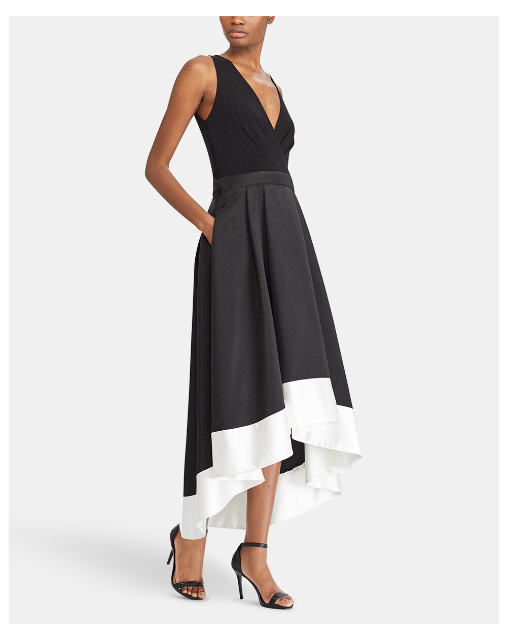 Lauren Ralph Lauren women's evening dress with an asymmetric hem, Black. thumbnail