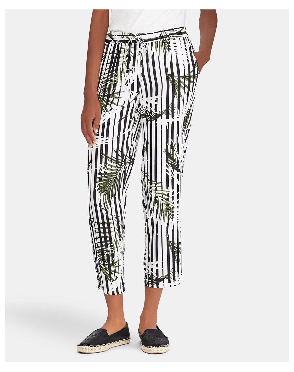 Lauren Ralph Lauren women's striped Capri trousers with leaf print, Multicoloured. thumbnail