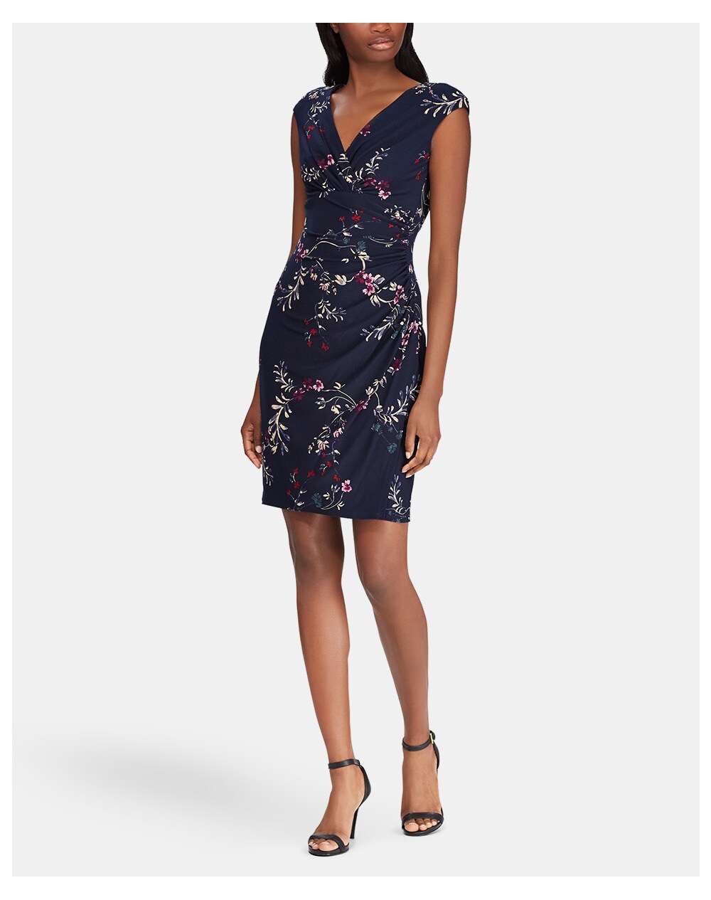 Lauren Ralph Lauren women's floral V-neck dress, Navy blue. thumbnail