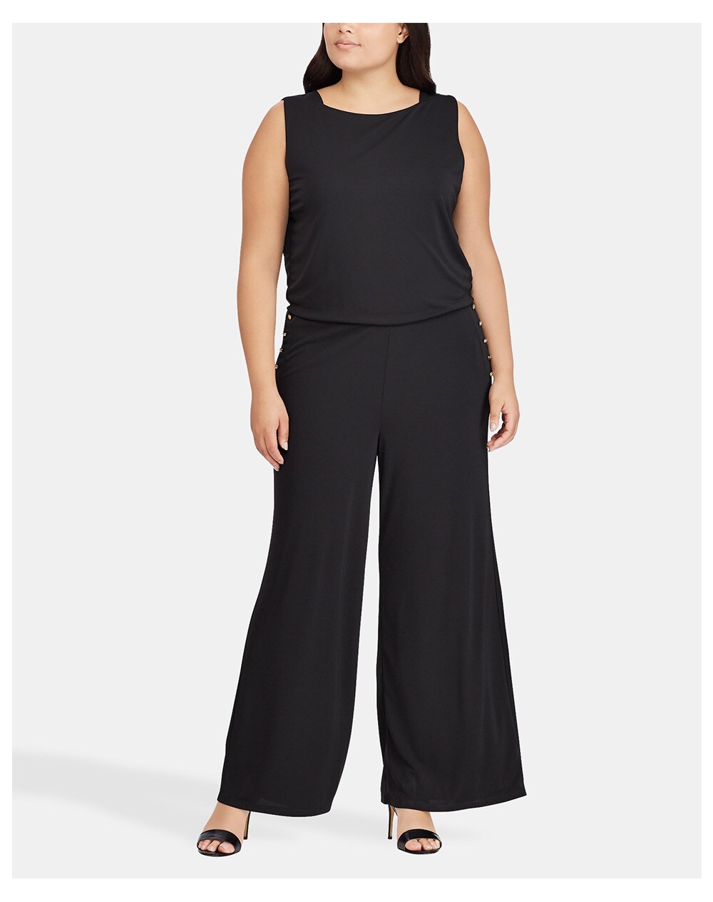 Lauren Ralph Lauren Woman plus size women's long black jumpsuit, Black. thumbnail