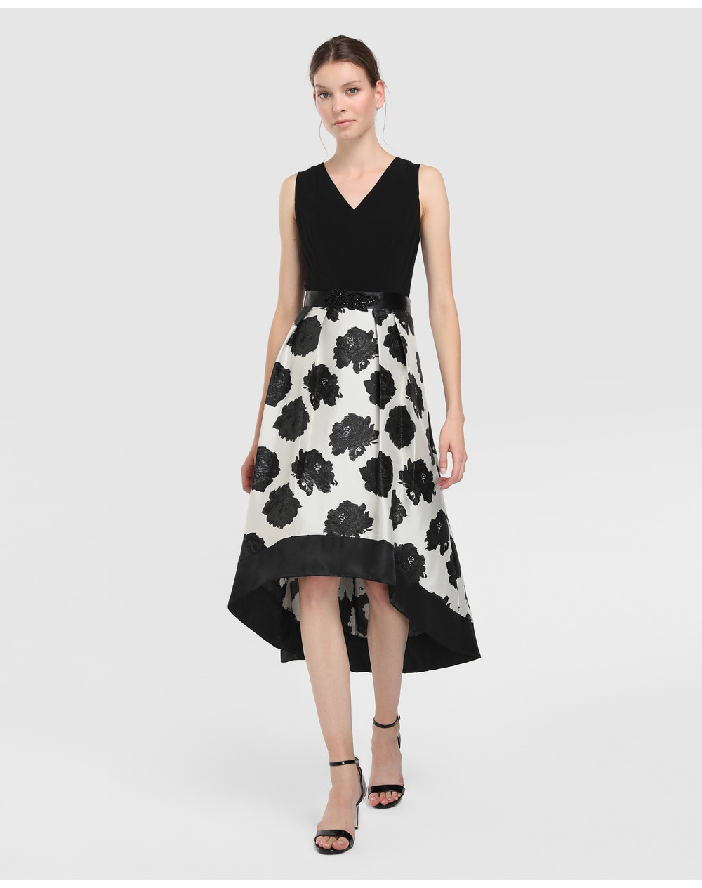 El Corte Inglés Fiesta women's dress with asymmetric jacquard skirt, Multicoloured. thumbnail