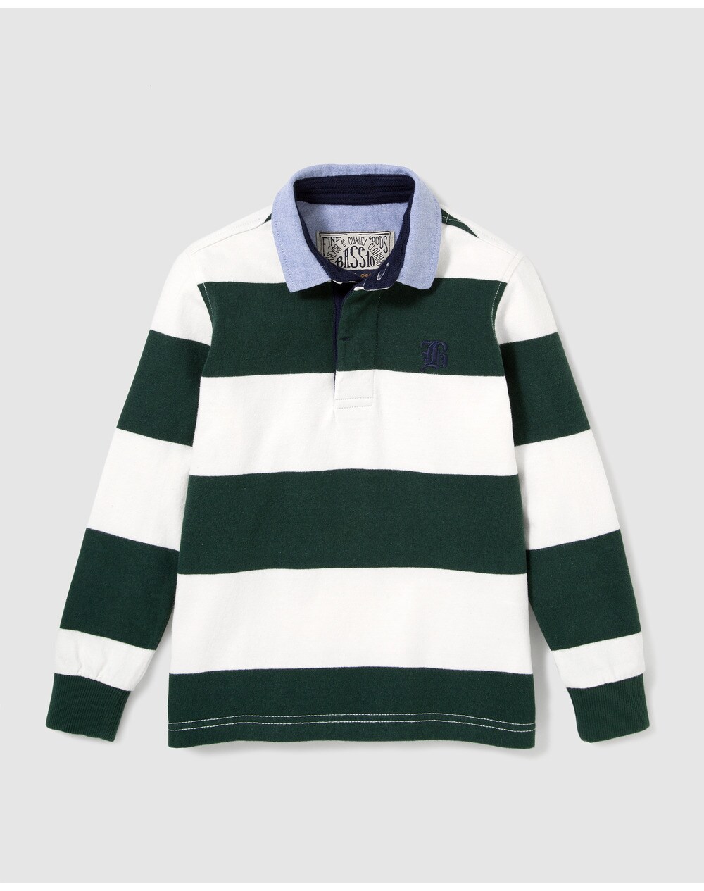 Bass 10 boys' two-tone striped polo shirt, Green. thumbnail