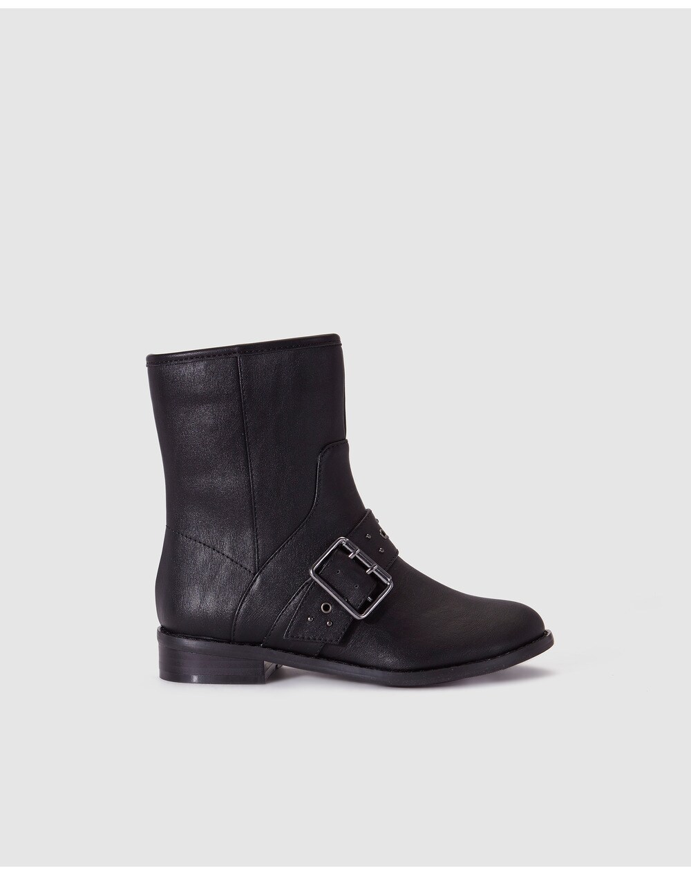Brotes girls' black boots with buckle decoration, Black. thumbnail