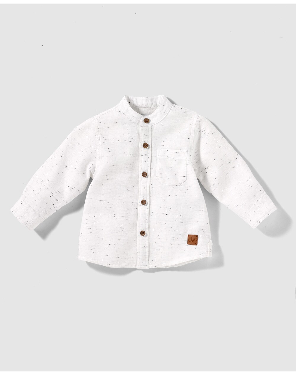 Brotes baby boys' stone grey Mao collar shirt, Ecru. thumbnail