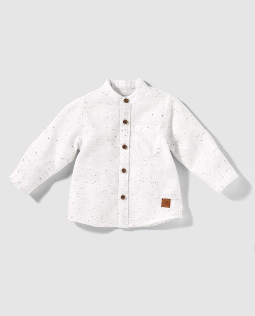 Camisa de bebé menino Brotes pedra com gola à padre Camisa de bebé menino Brotes pedra com gola à padre