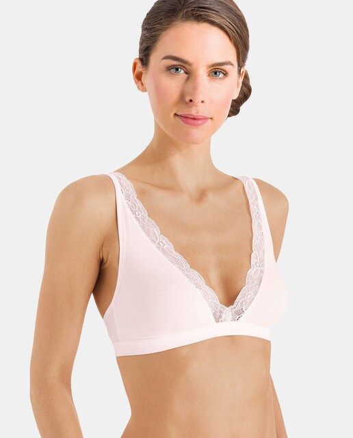 Soutien Cotton Lace Hanro tipo top sem aro e com renda Soutien Cotton Lace Hanro tipo top sem aro e com renda