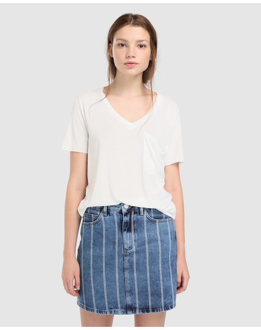 Easy Wear women's striped denim skirt, Blue. thumbnail
