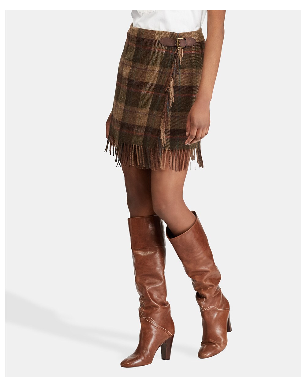 Polo Ralph Lauren women's checked skirt with fringe, Multicoloured. thumbnail