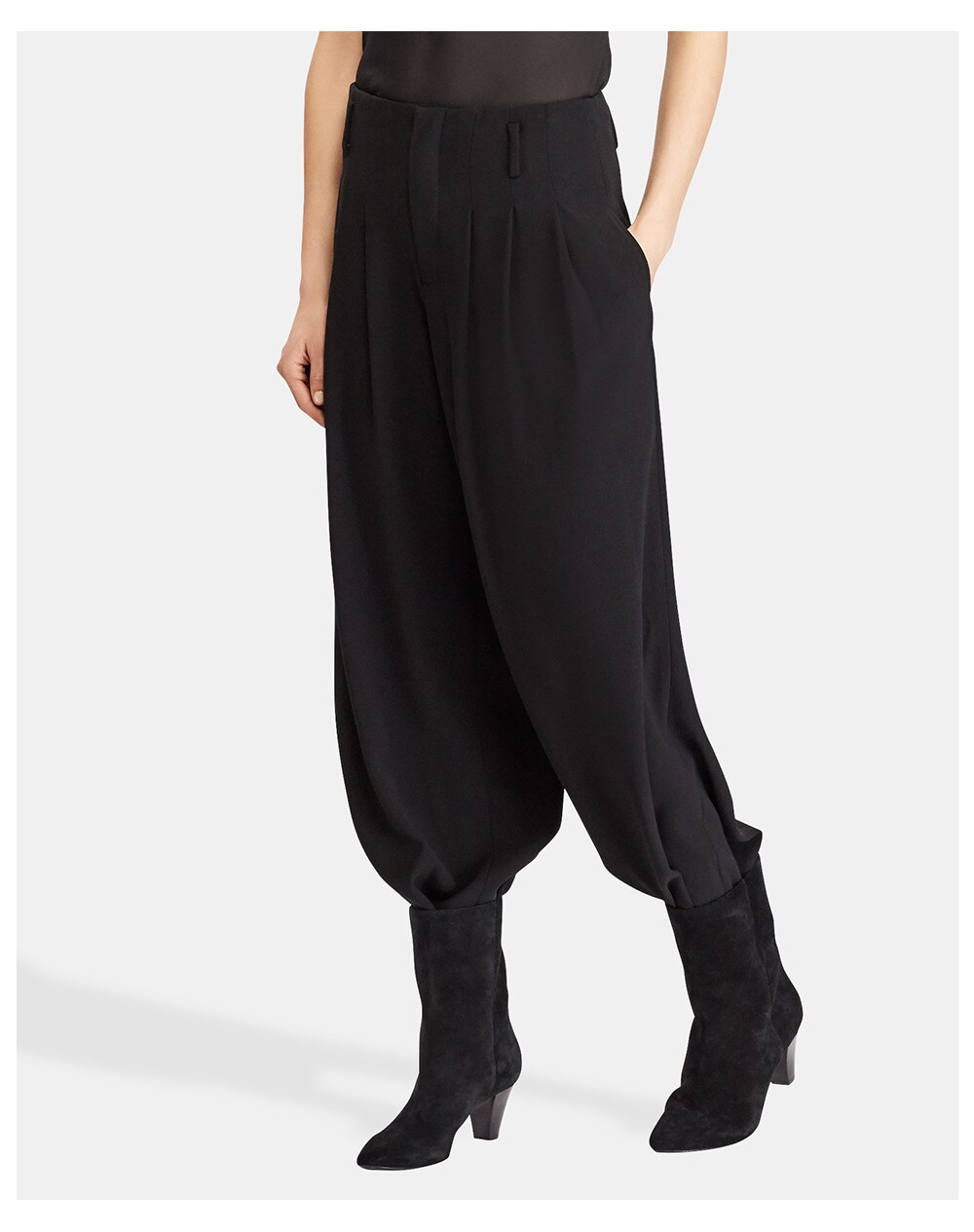 Polo Ralph Lauren women's black wide-leg trousers, Black. thumbnail