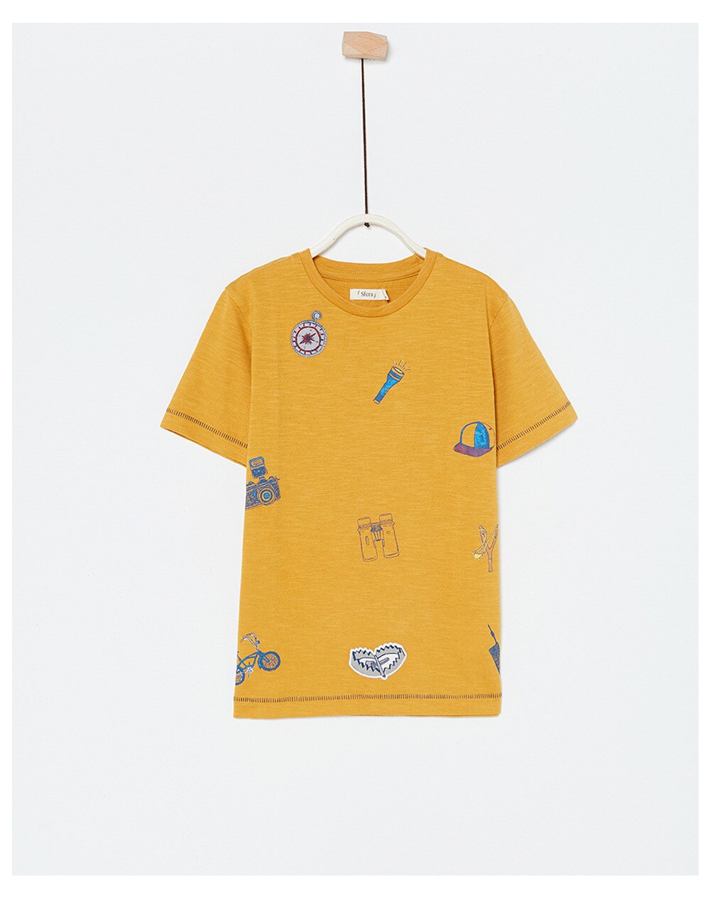 Sfera boys' T-shirt with an all-over print, Yellow. thumbnail