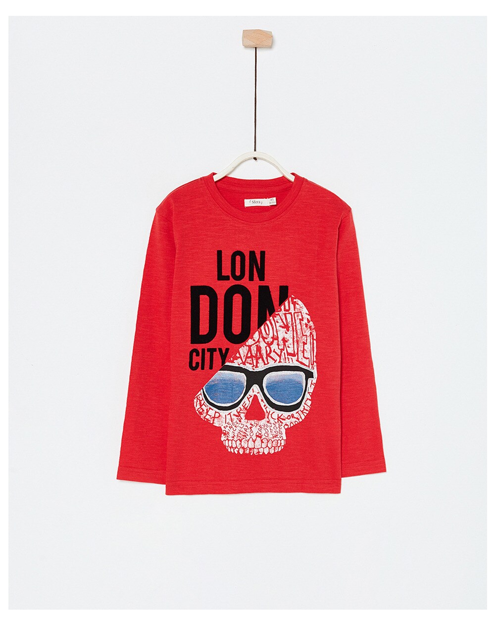 Sfera boys' T-shirt with skull, Red. thumbnail