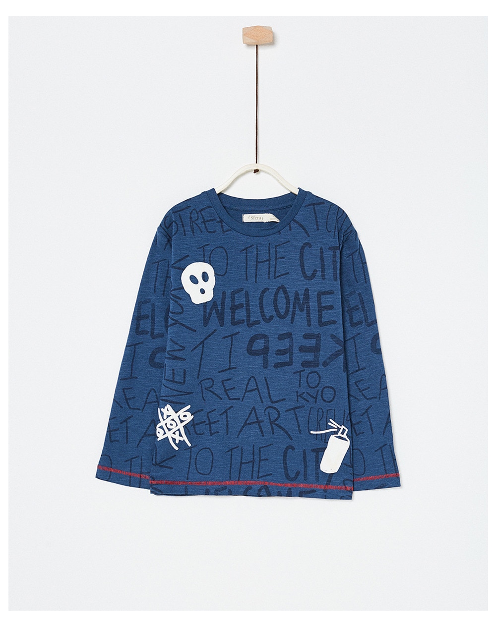 Sfera boys' all over print T-shirt, Blue. thumbnail