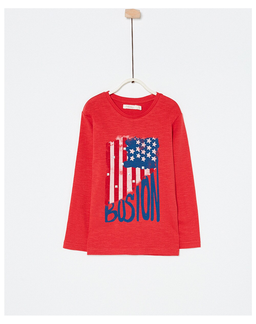 Sfera boys' T-shirt with studded flag, Red. thumbnail