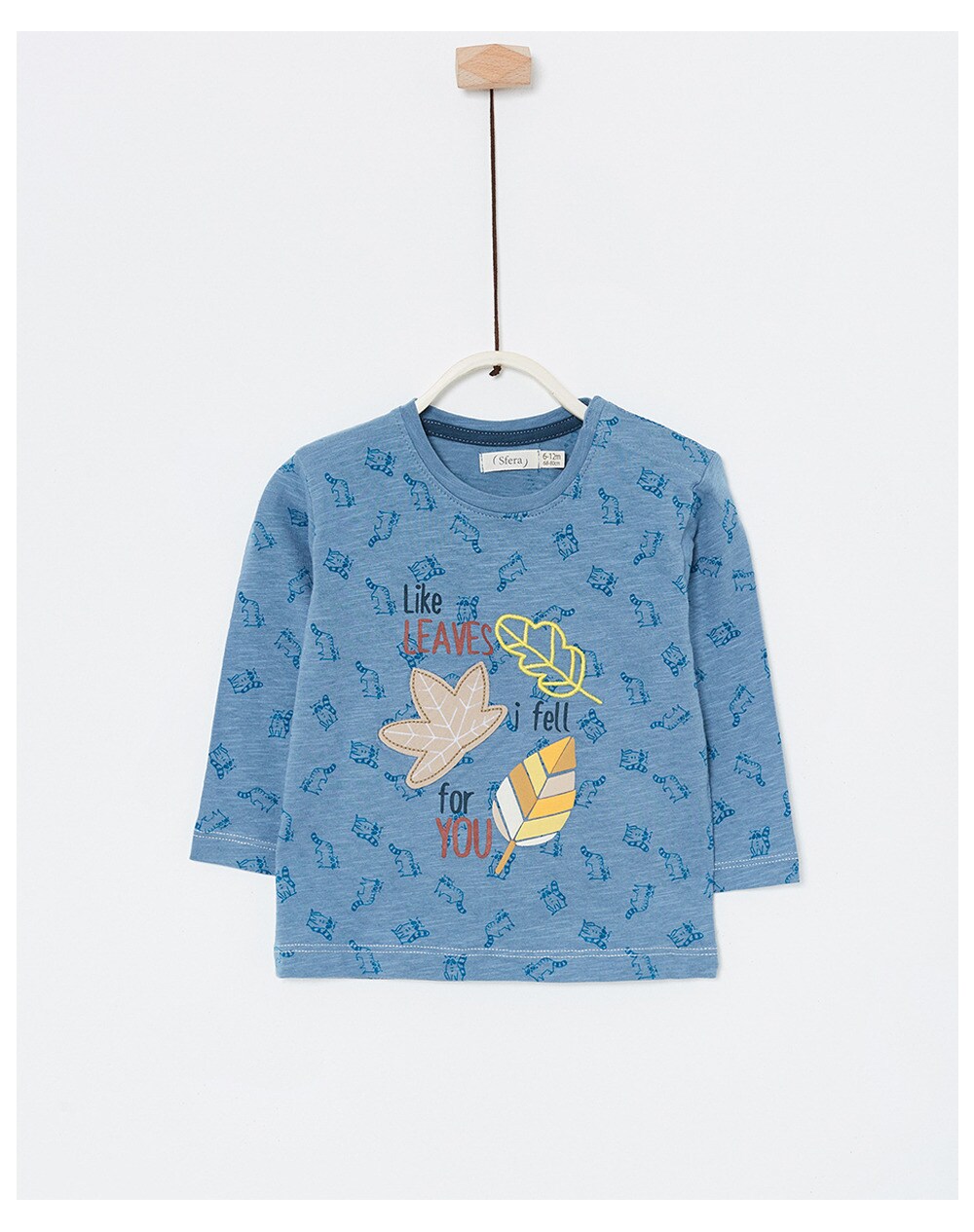 Sfera baby boys' T-shirt with raccoons, Light blue. thumbnail