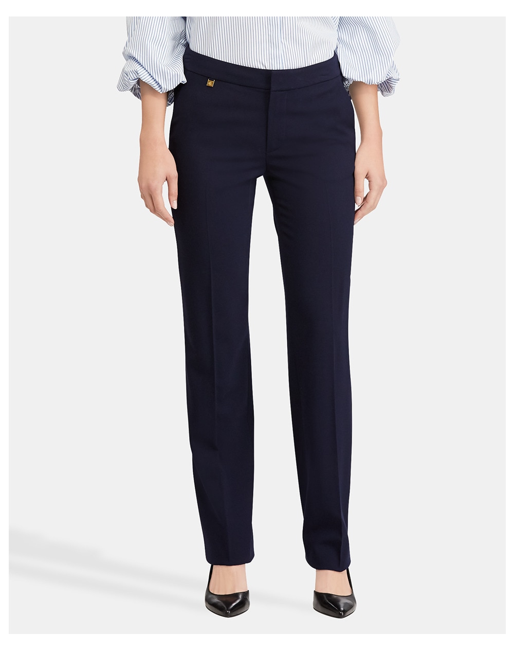 Lauren Ralph Lauren women's straight trousers with front fastening, Navy blue. thumbnail