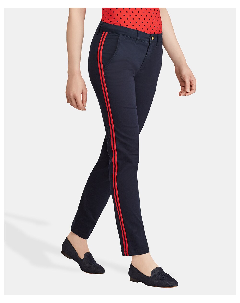 Lauren Ralph Lauren women's straight trousers with side stripes, Navy blue. thumbnail