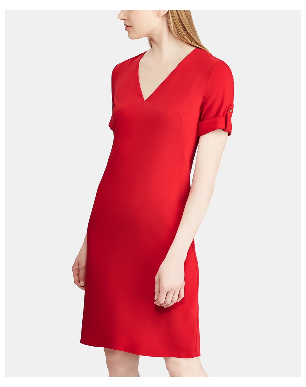 Lauren Ralph Lauren women's red V-neck dress, Red. thumbnail