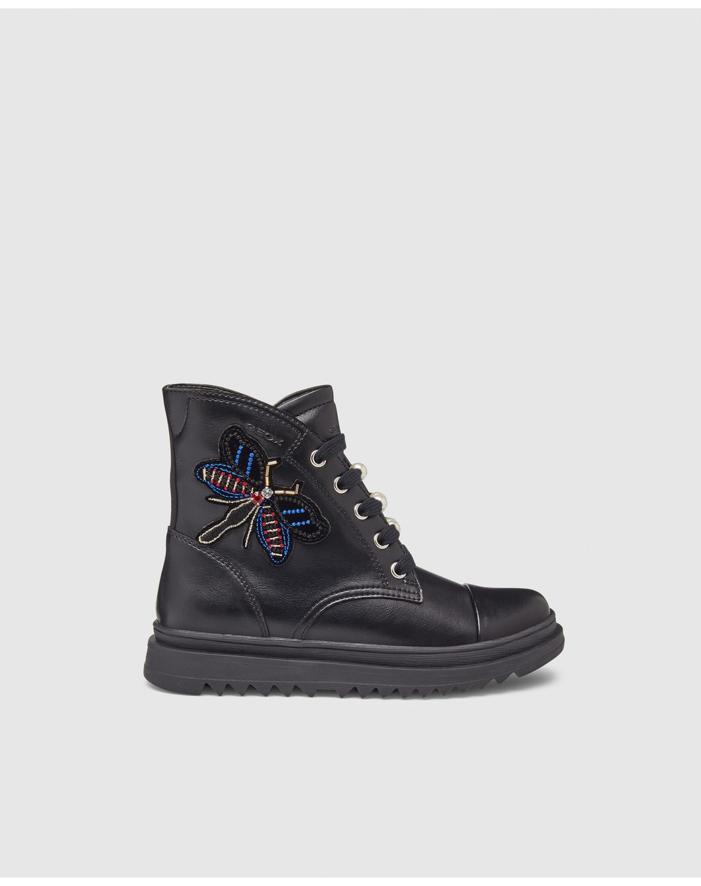 Geox girls' black boots with decorative applications, Black. thumbnail