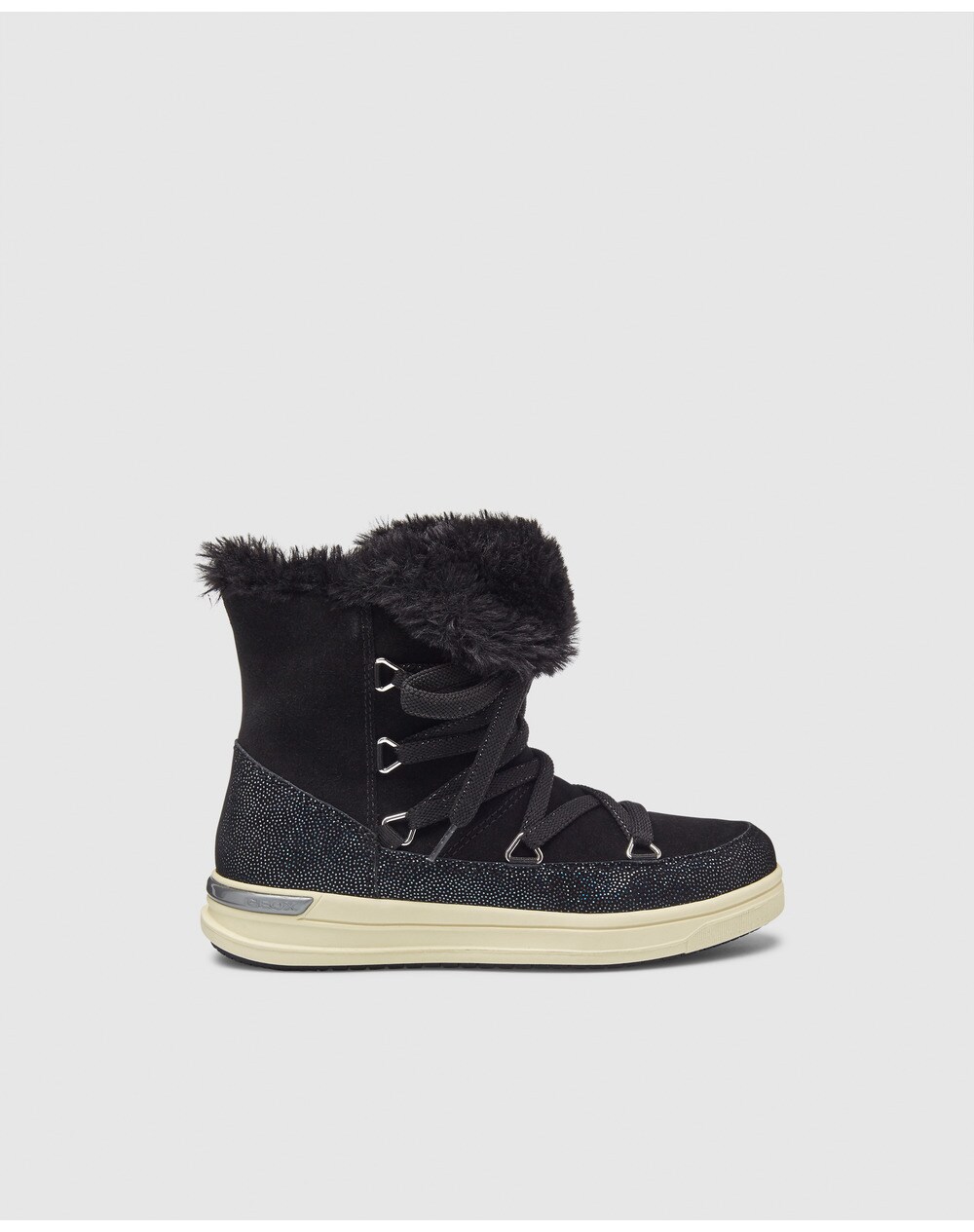 Geox girls' black lace-up boots, Black. thumbnail