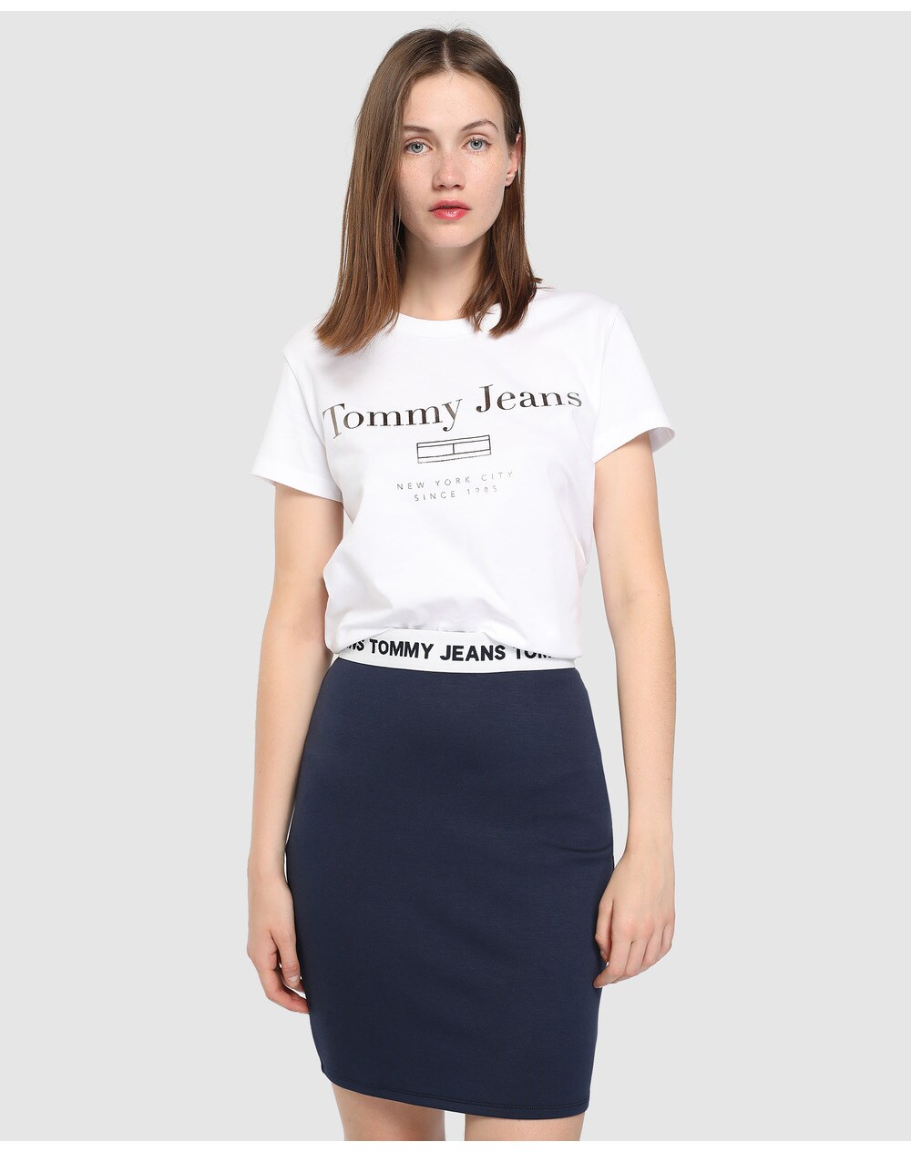 Tommy Jeans women's knitted pencil skirt, Navy blue. thumbnail