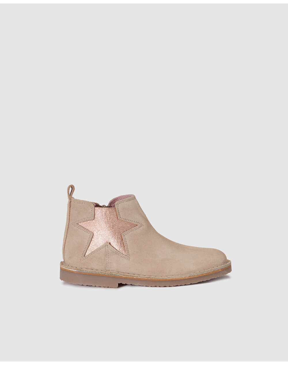 Brotes girls' beige zip-up ankle boots, Beige. thumbnail