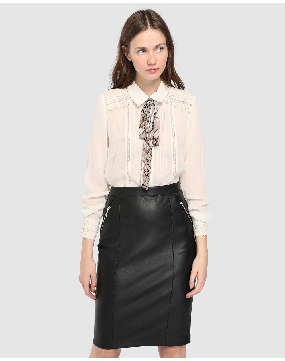 Tintoretto women's faux leather pencil skirt, Black. thumbnail