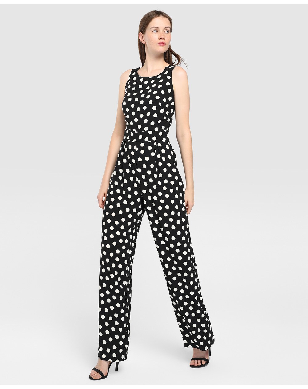Tintoretto women's polka dot jumpsuit with bow on the back, Black. thumbnail
