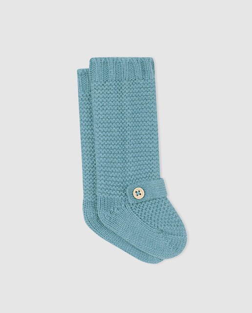 Botas de tricot de bebés Gocco altas de cor verde Botas de tricot de bebés Gocco altas de cor verde