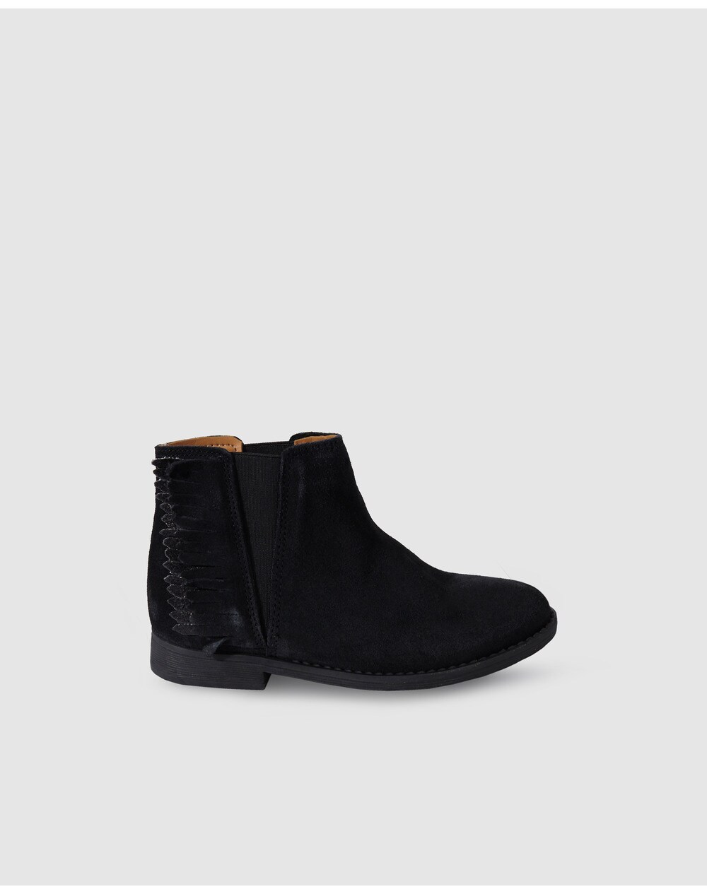 Brotes girls' black suede fringed boots, Black. thumbnail