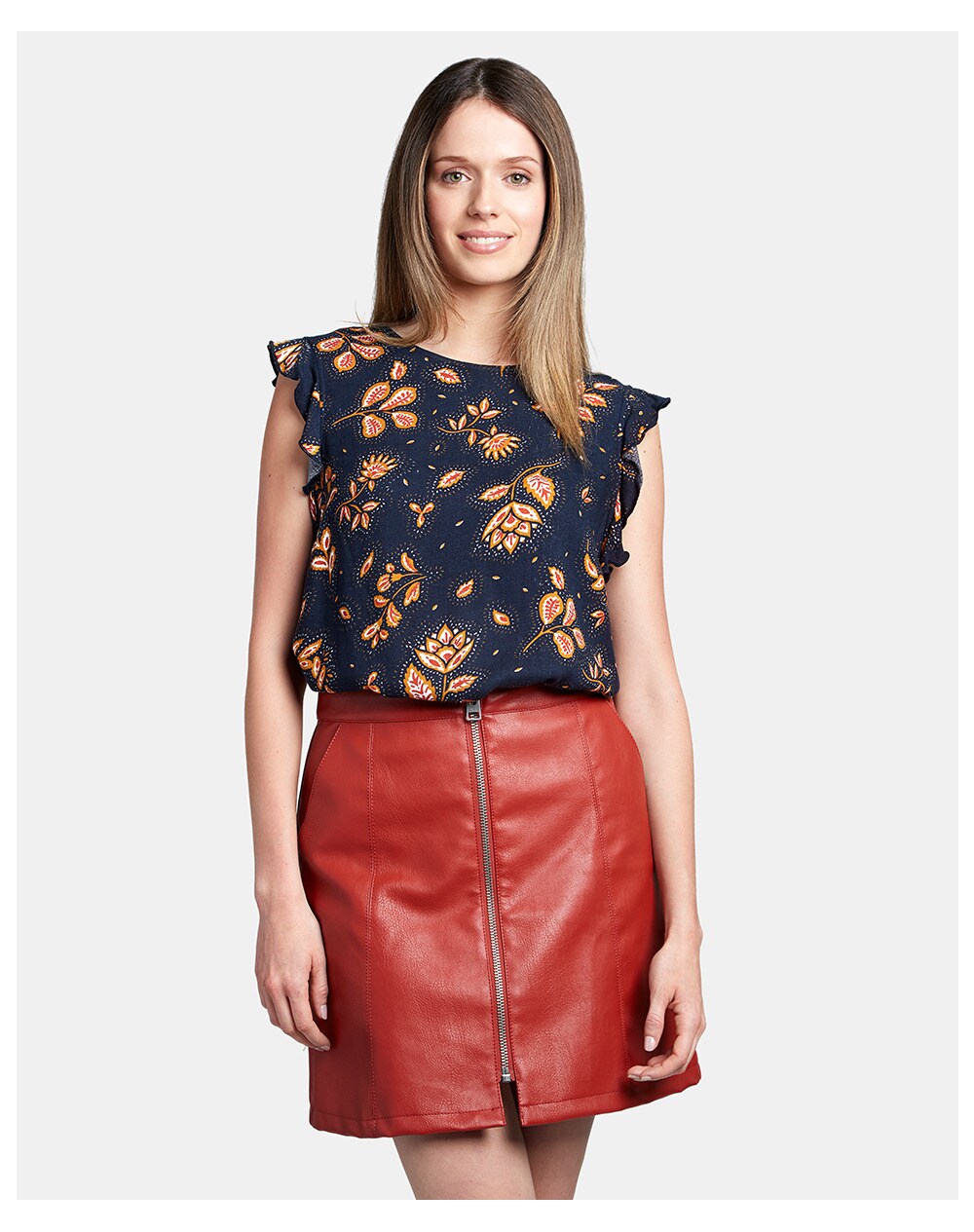Vero Moda women's red faux leather skirt, Red. thumbnail
