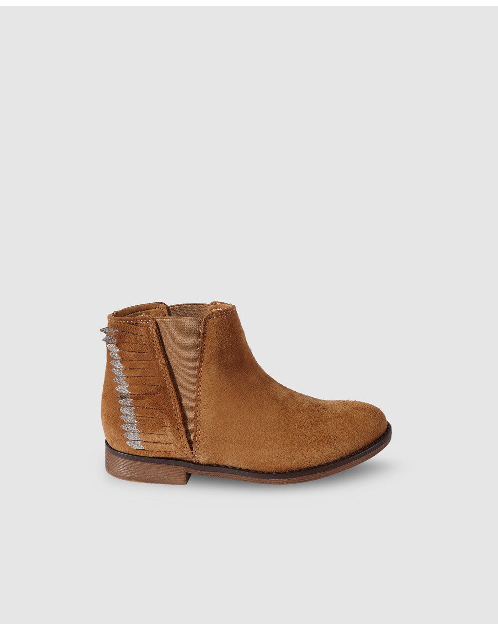Brotes girls' brown suede fringed boots, Light brown. thumbnail