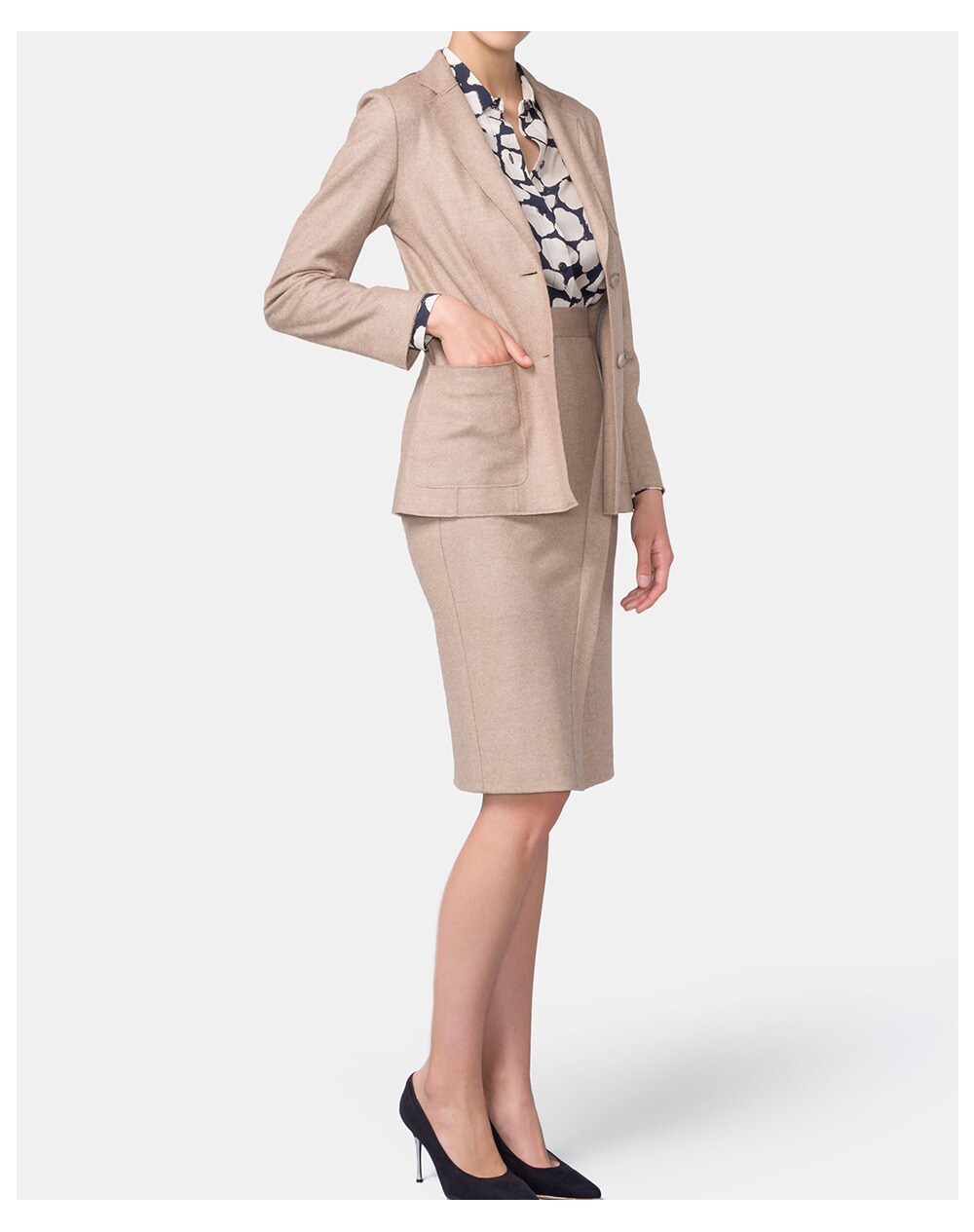 Mirto women's sheath skirt with front slit, Beige. thumbnail
