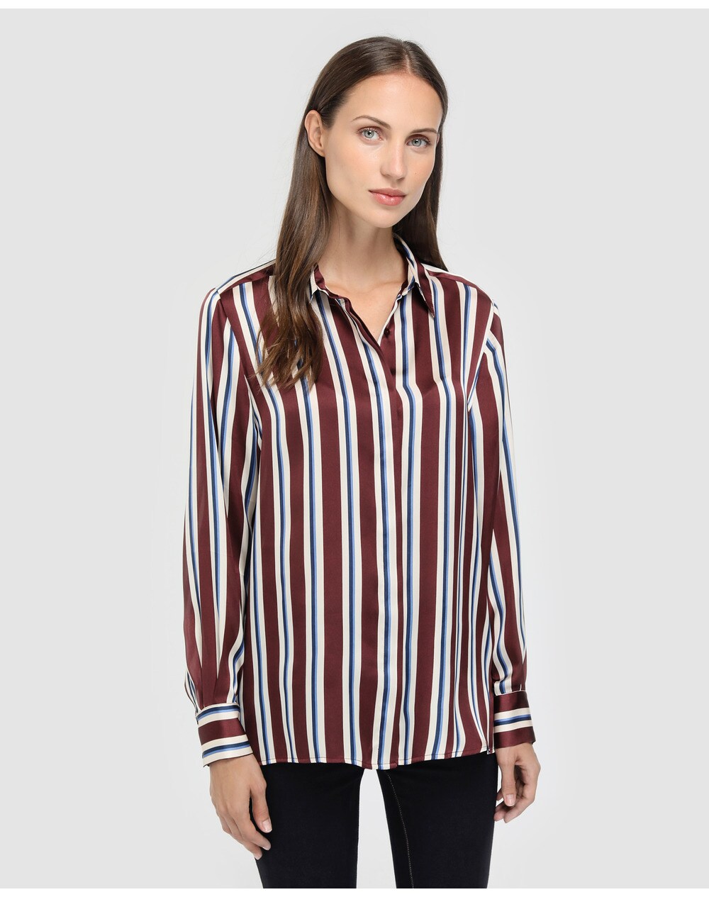 El Corte Inglés Woman women's striped satin blouse, Multicoloured. thumbnail