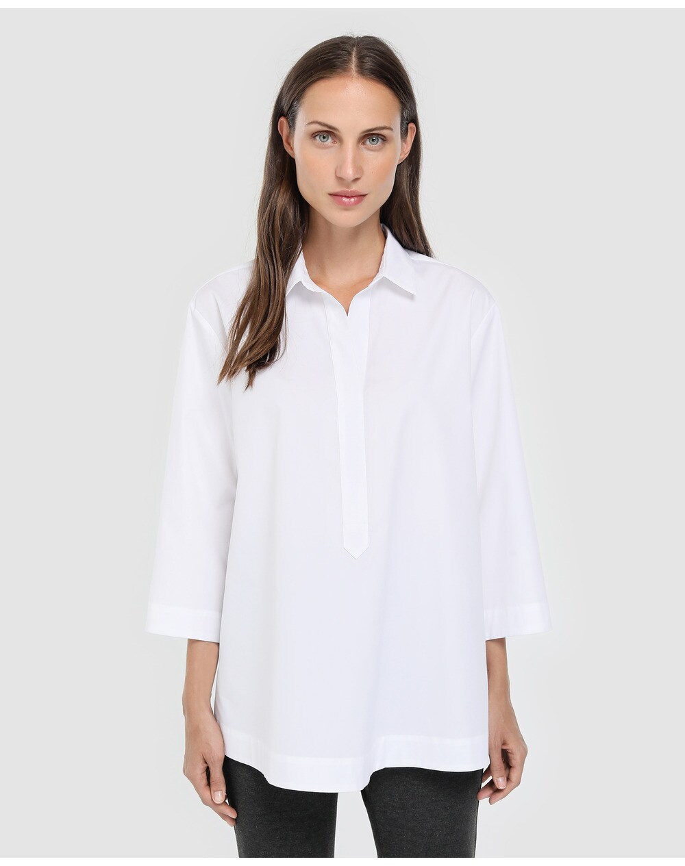 El Corte Inglés Woman Essentials women's white cotton blouse, White. thumbnail