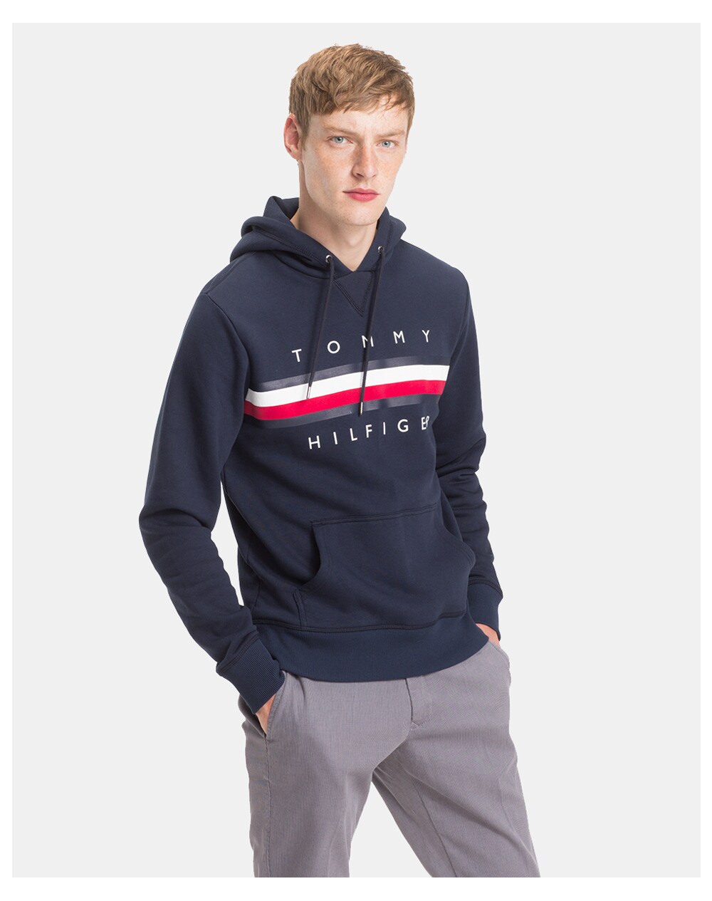 Tommy Hilfiger men's blue hooded sweatshirt, Navy blue. thumbnail