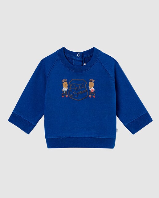 Sweatshirt de bebé menino Petit Bateau azul com estampado Sweatshirt de bebé menino Petit Bateau azul com estampado