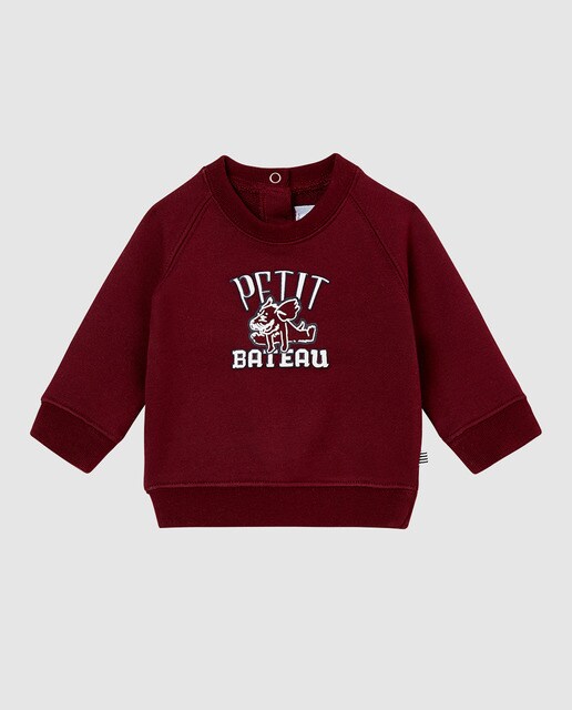 Sweatshirt de bebé menino Petit Bateau grená com estampado Sweatshirt de bebé menino Petit Bateau grená com estampado