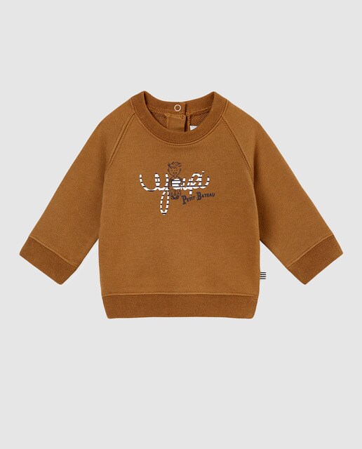 Sweatshirt de bebé menino Petit Bateau camel com estampado Sweatshirt de bebé menino Petit Bateau camel com estampado