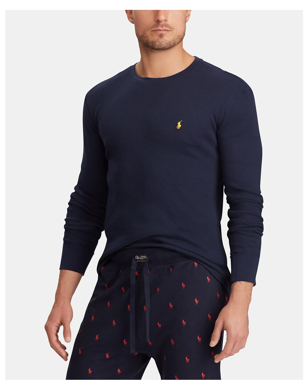 Ralph Lauren Polo men's blue long sleeve pyjama top, Navy blue. thumbnail