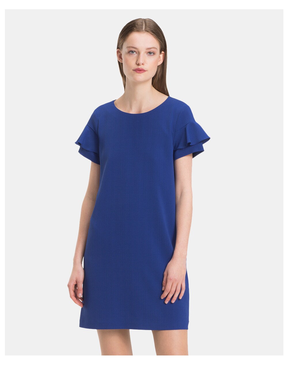 Tommy Hilfiger women's blue dress with frill, Blue. thumbnail