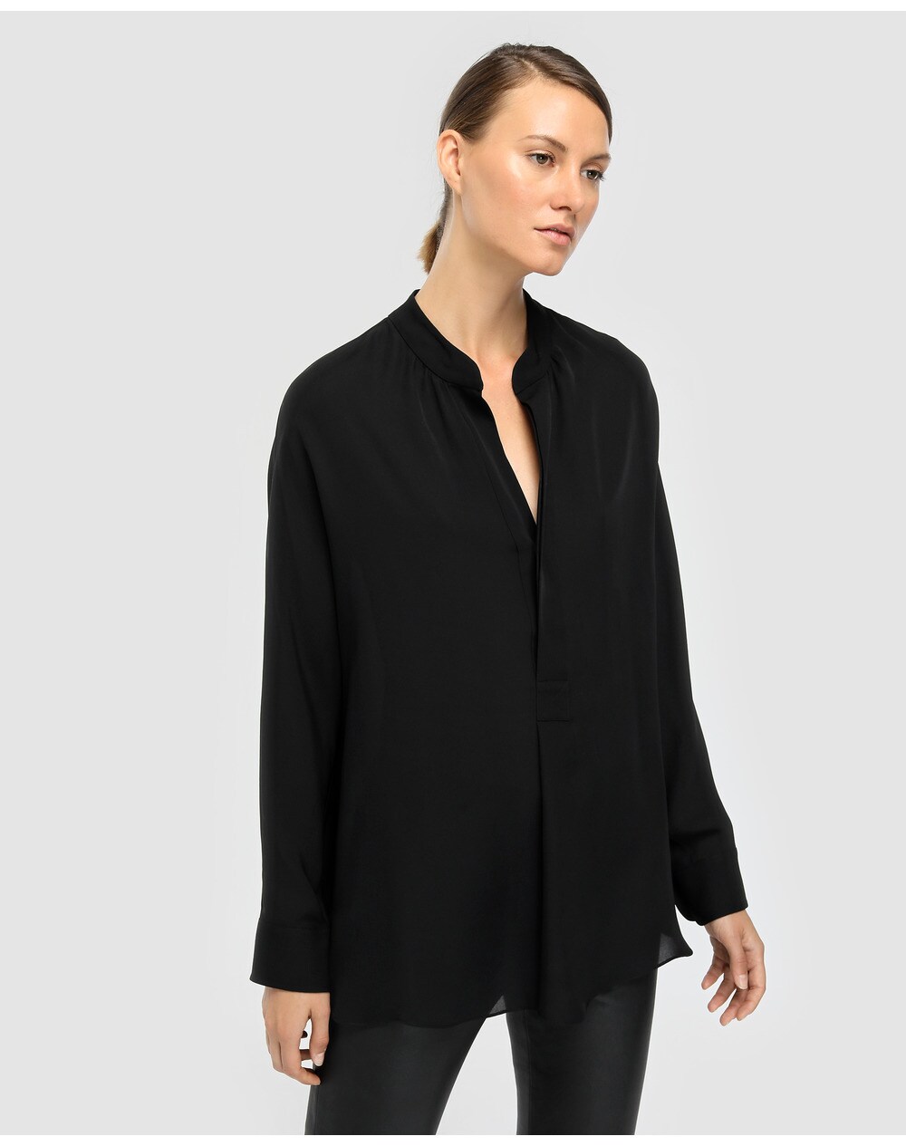 El Corte Inglés Woman Limited women's long silk blouse, Black. thumbnail